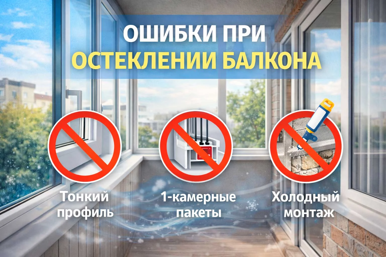 Ошибки при остеклении балкона — чего нельзя допускать