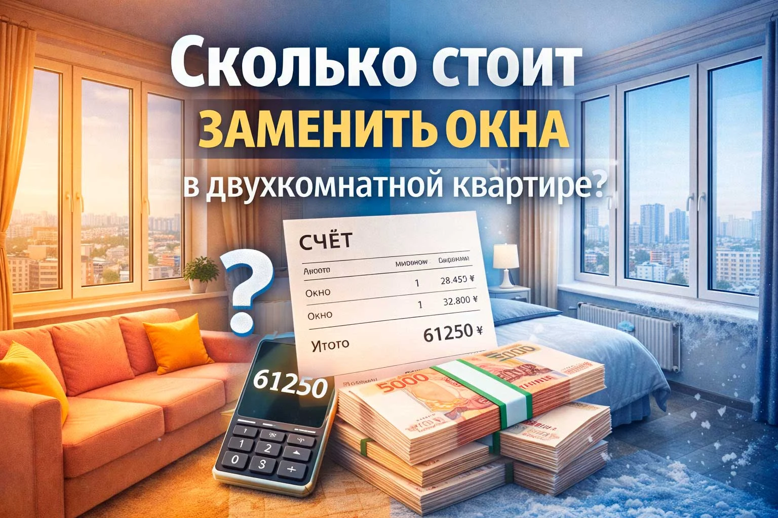 Сколько стоит заменить окна в двухкомнатной квартире?