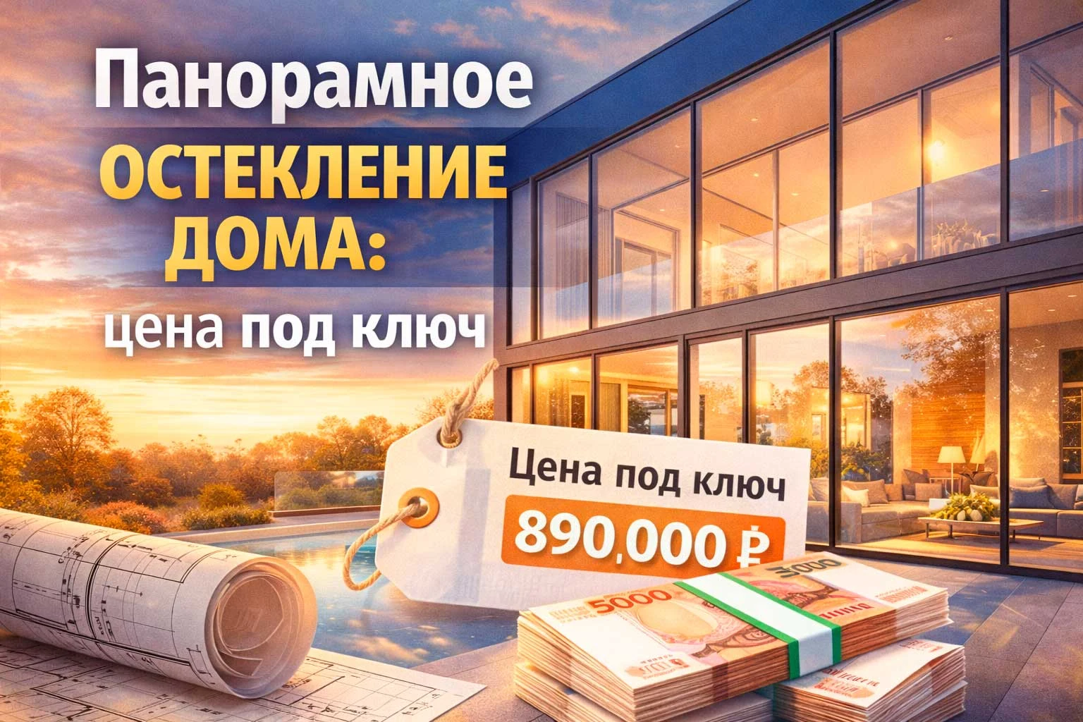 Панорамное остекление дома: цена под ключ